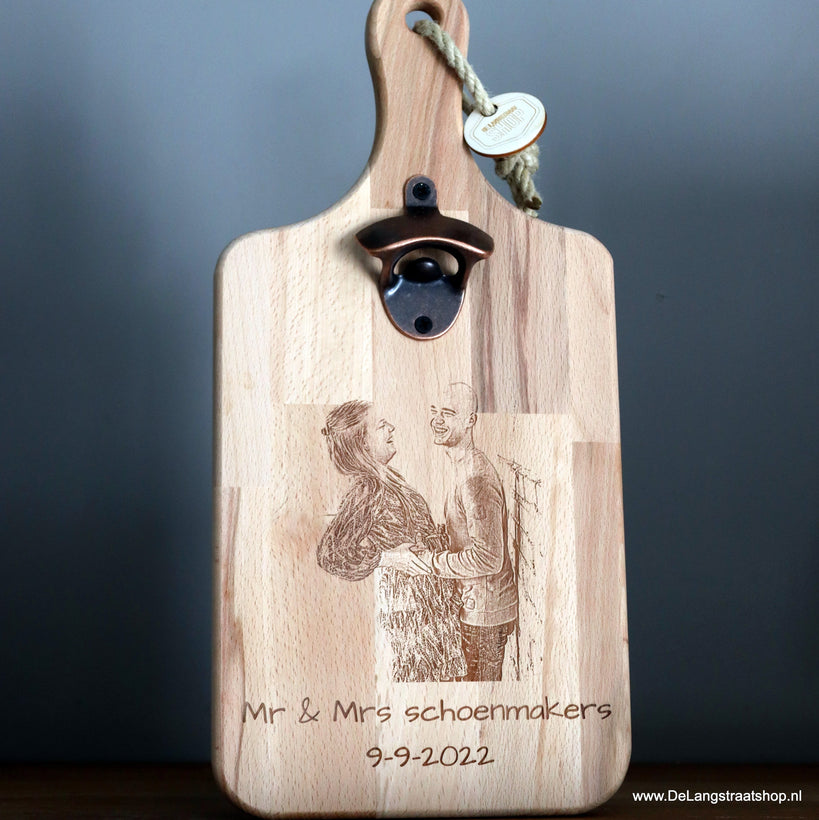 Houten bieropener