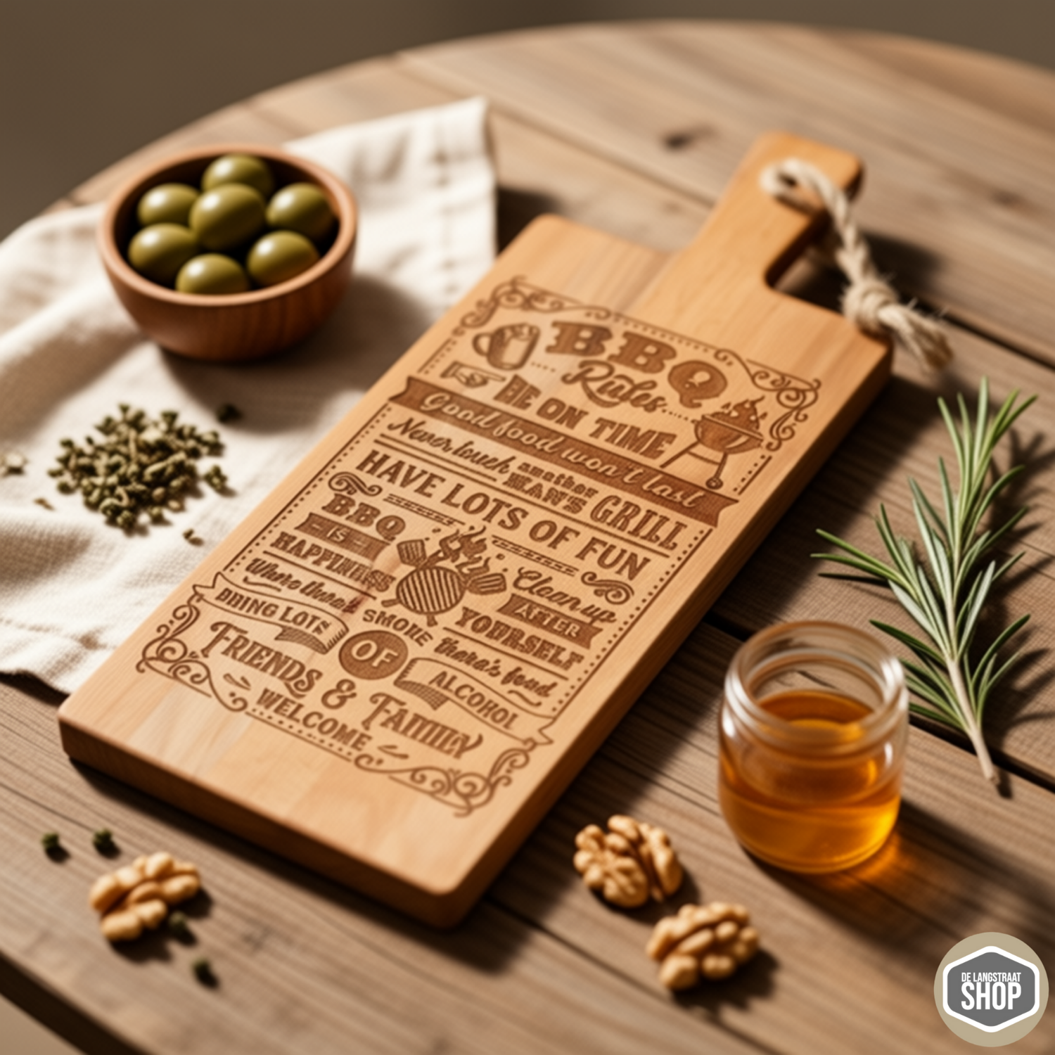 Gegraveerde houten bbq borrelplanken