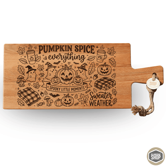 Herfst borrelplank Cozy season beukenhout met herfstgravure