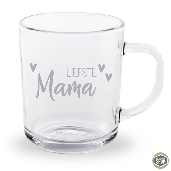 Gegraveerd theeglas met tekst Liefste Mama, 230 ml, vaatwasserbestendig
