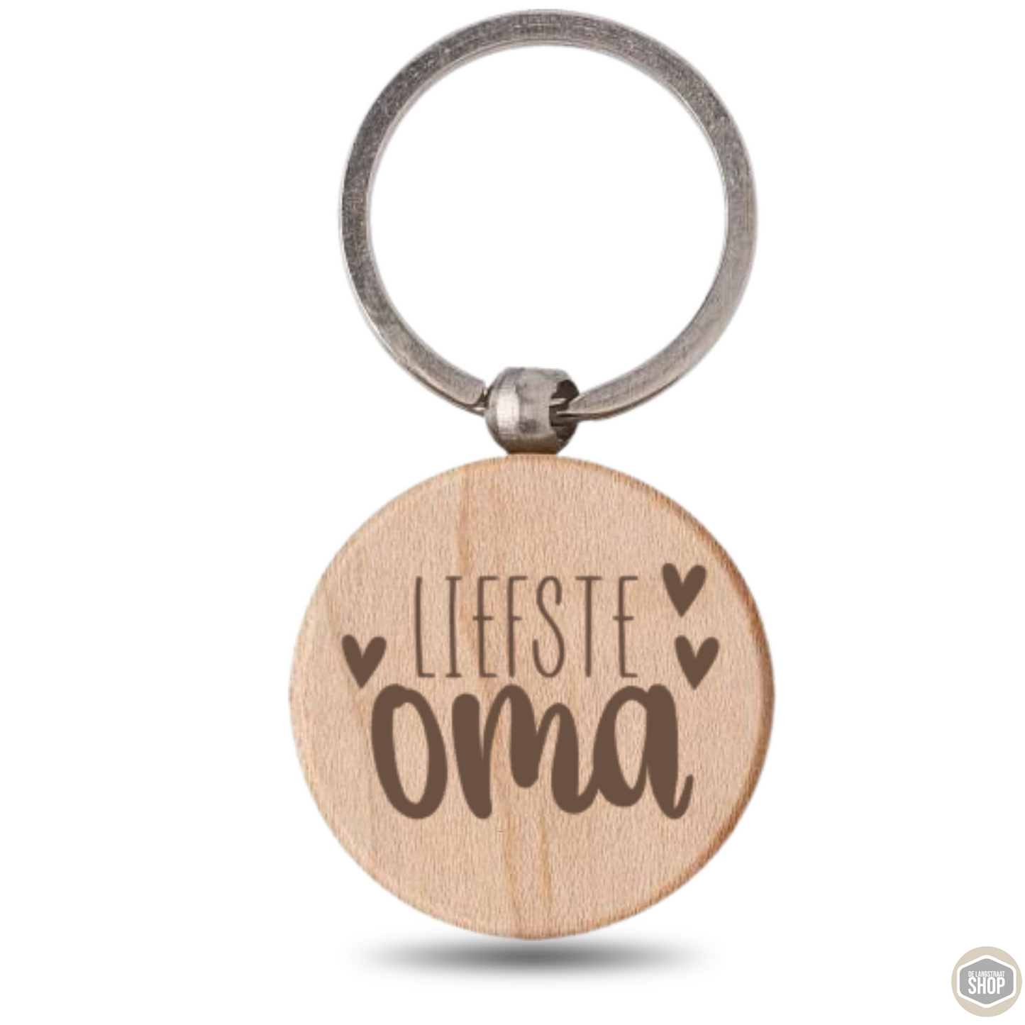 Houten sleutelhanger Liefste Oma van beukenhout met gravure