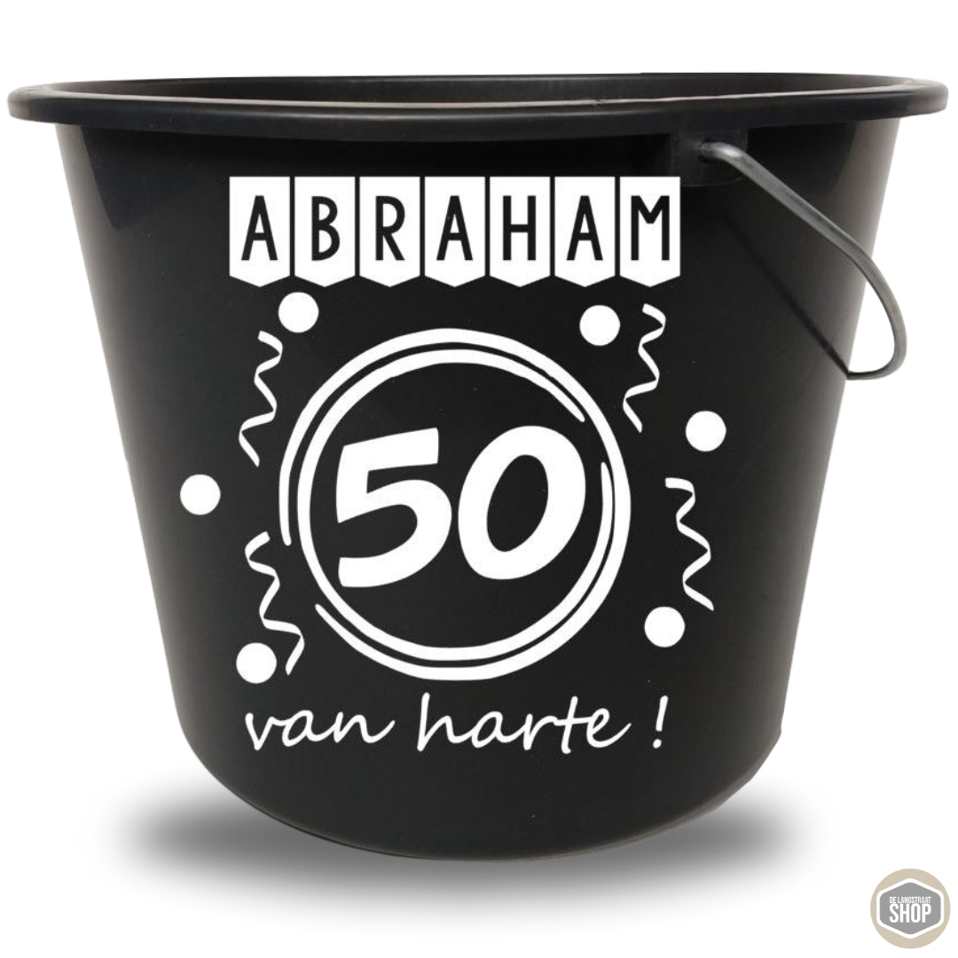 Emmer sticker Abraham gezien op 12 liter bouwemmer