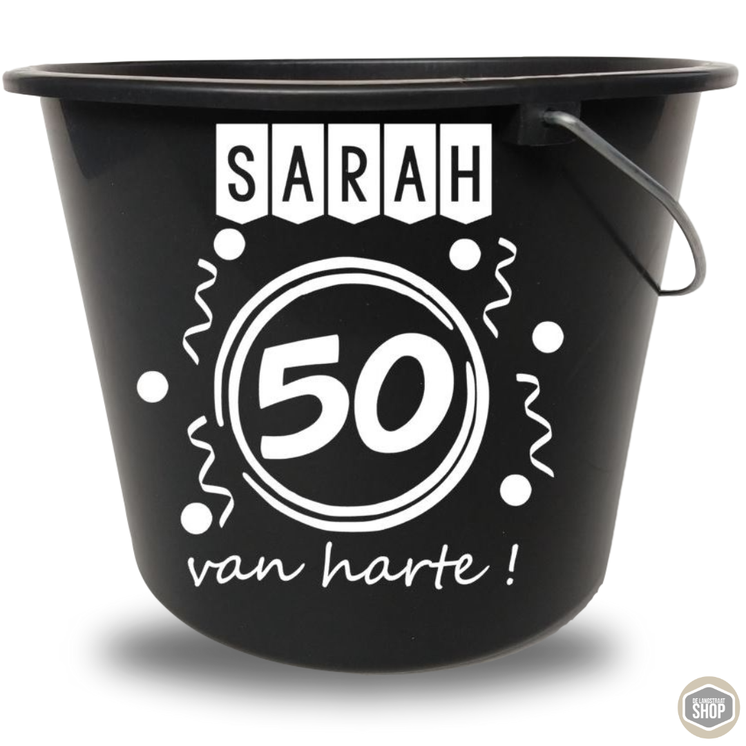 Emmer sticker Sarah gezien op 12 liter bouwemmer