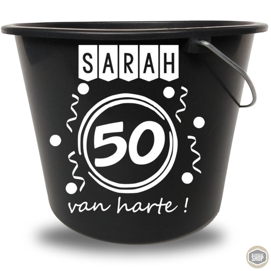 Emmer sticker Sarah gezien op 12 liter bouwemmer