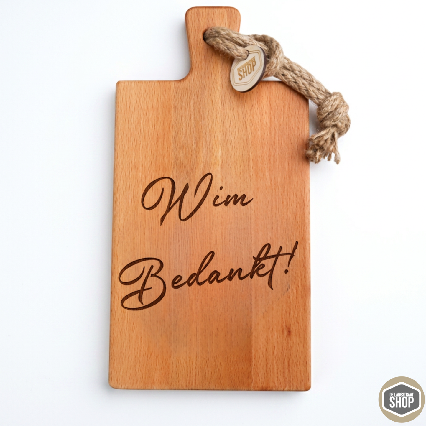 Houten borrelplank met gravure Bedankt en naam, gepersonaliseerd cadeau