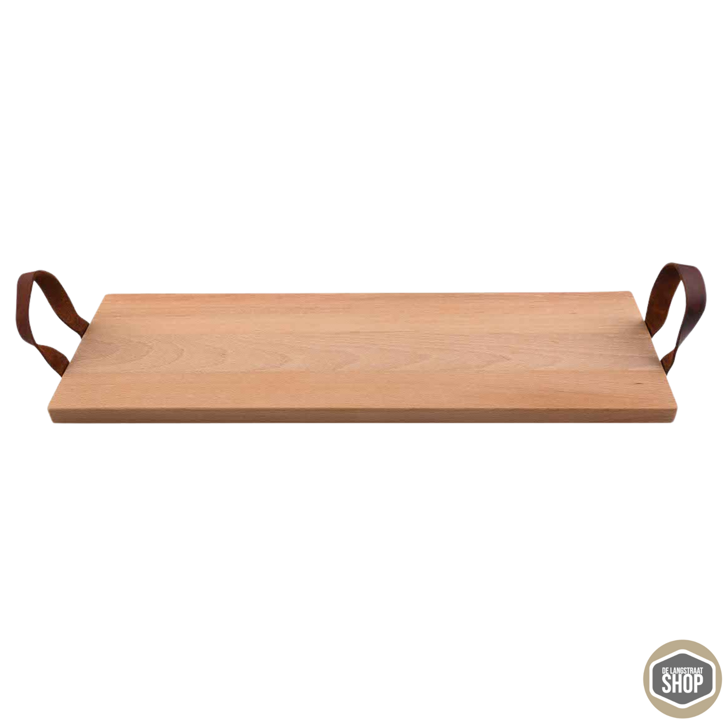 Beukenhouten borrelplank met gravure “Uit het juiste hout gesneden” en logo