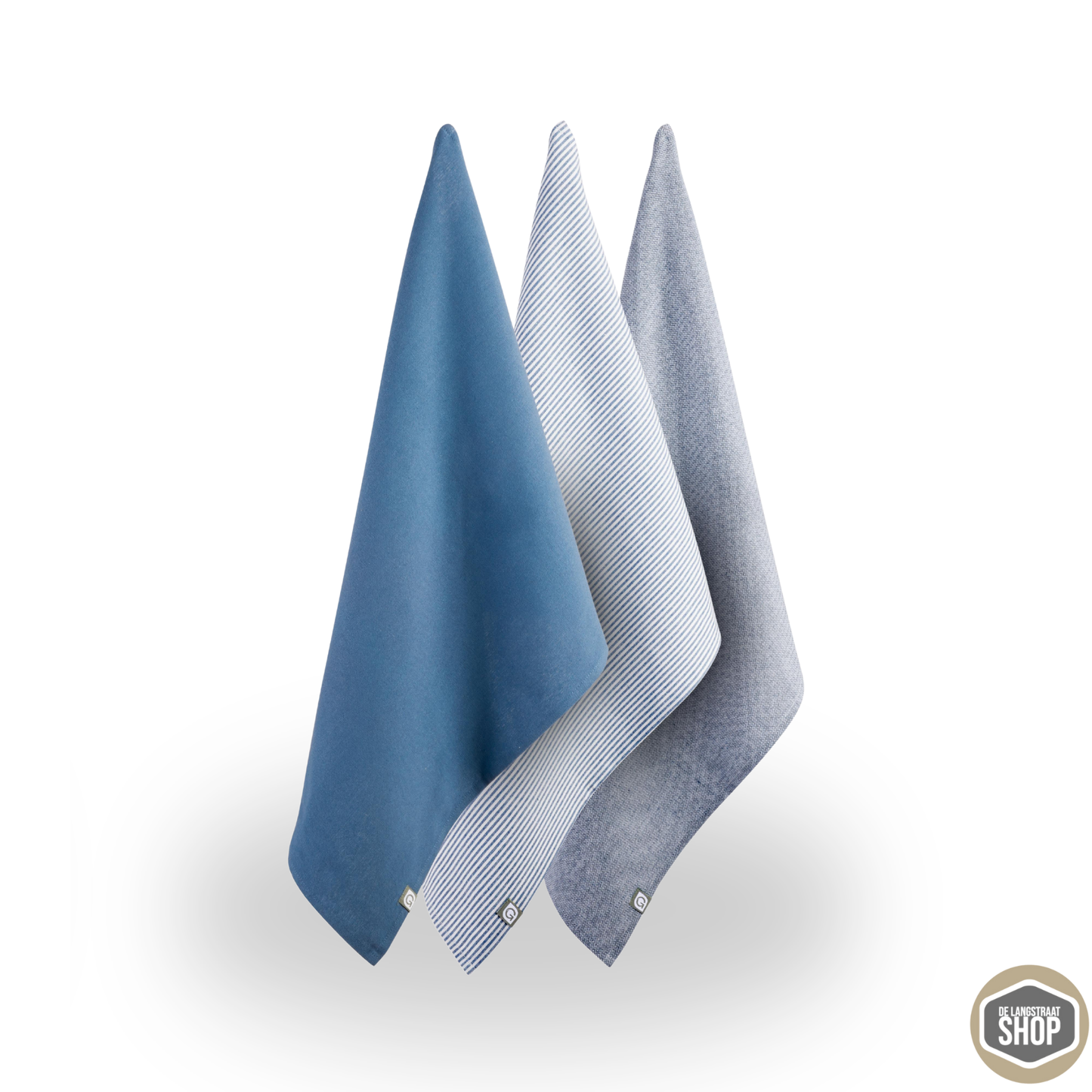 Gruun theedoeken set van 3 blauw – katoenen theedoeken