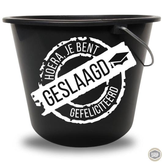 Emmer sticker geslaagd op 12 liter bouwemmer