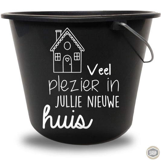 Emmer sticker nieuw huis op 12 liter bouwemmer