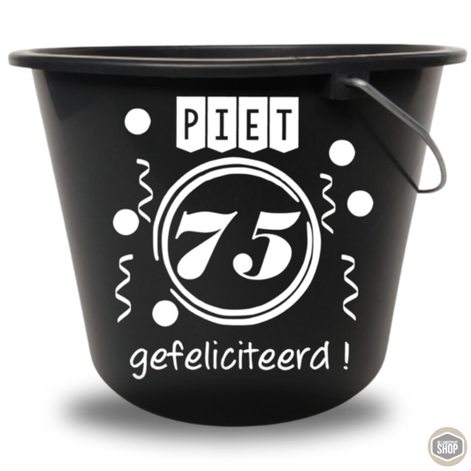 Emmer sticker verjaardag op 12 liter bouwemmer