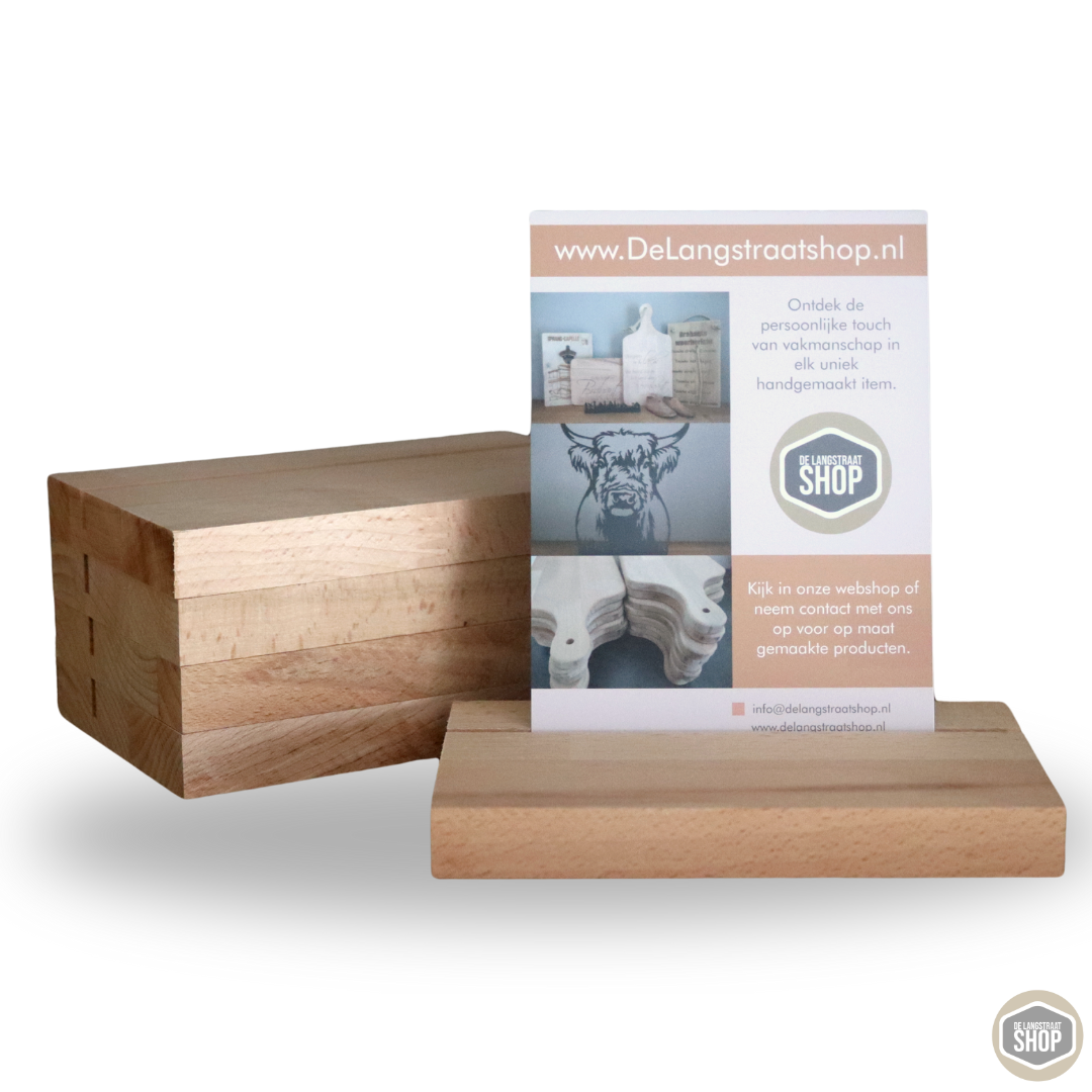 Beuken houten fotohouder voor kaarten en foto’s op tafel