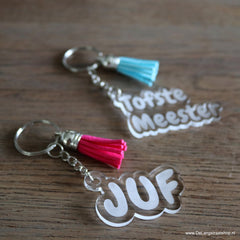 Sleutelhanger juf of meester | De Langstraatshop