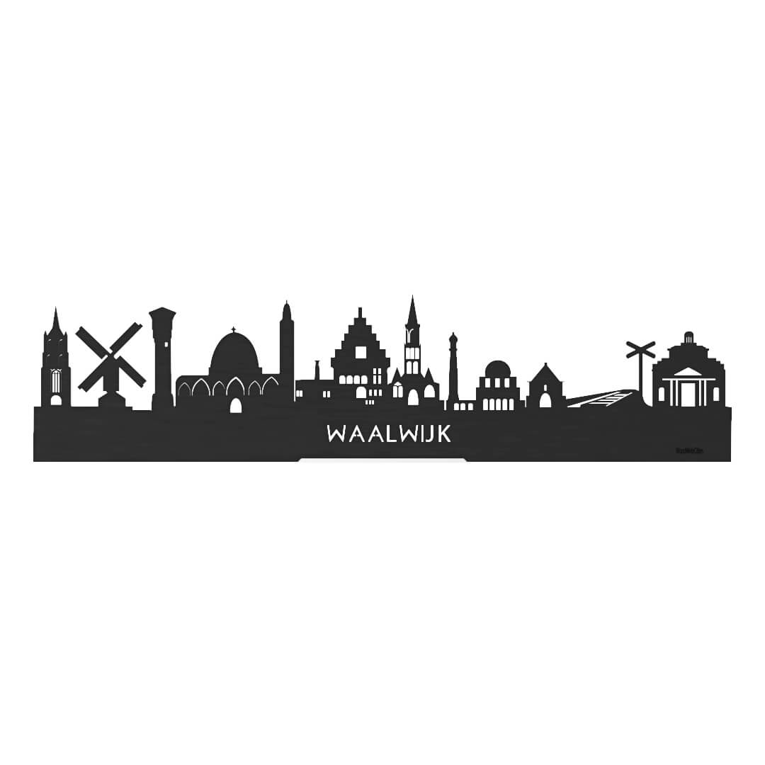 Skyline Waalwijk 40 cm zwevende houten wanddecoratie met iconische gebouwen van Waalwijk